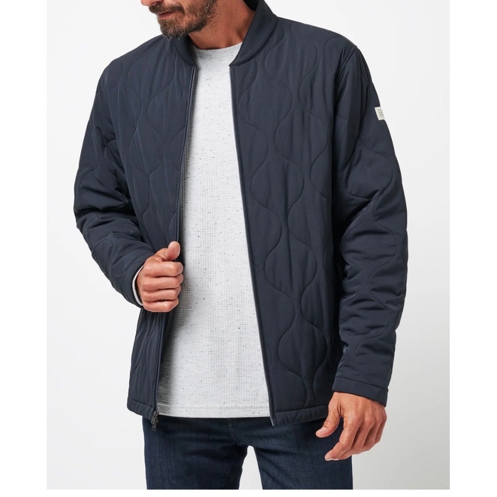 TravisMathew Mens Interlude Quilted Full Zip Jacket Navy Blue Medium‎ Bomber